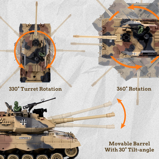 1/18 Yellow German Leopard II RC Tank 823