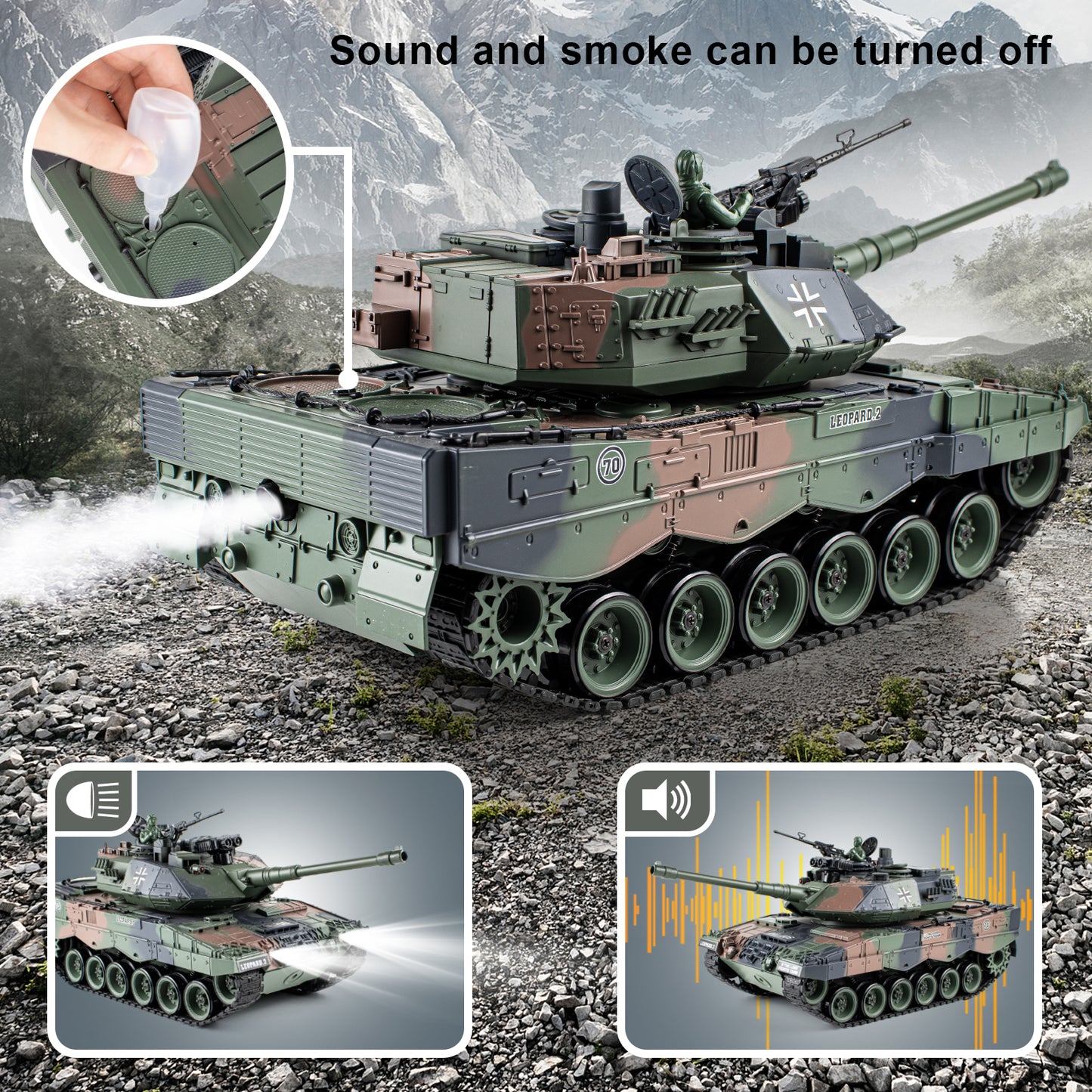 1:18 Green German Leopard II RC Tank 822