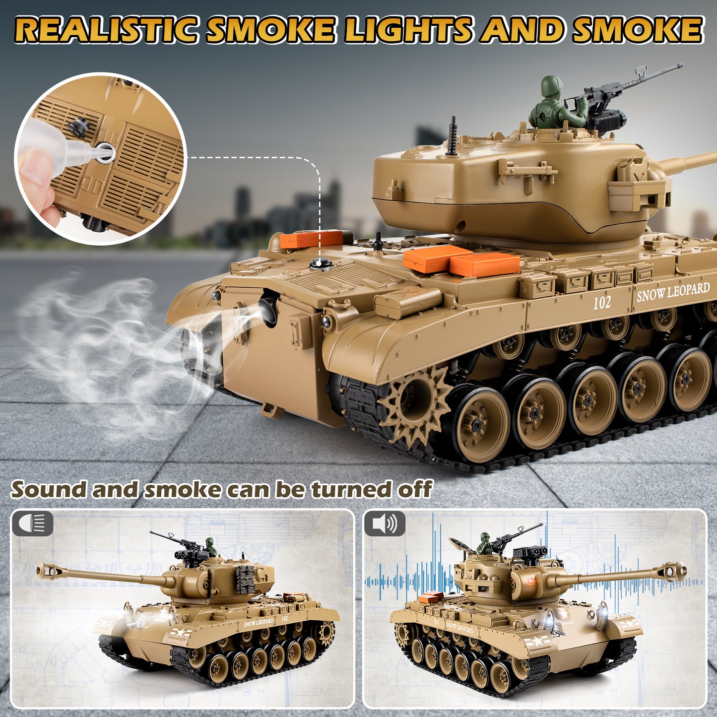 1:18 Yellow US M26 Pershing RC Tank 815
