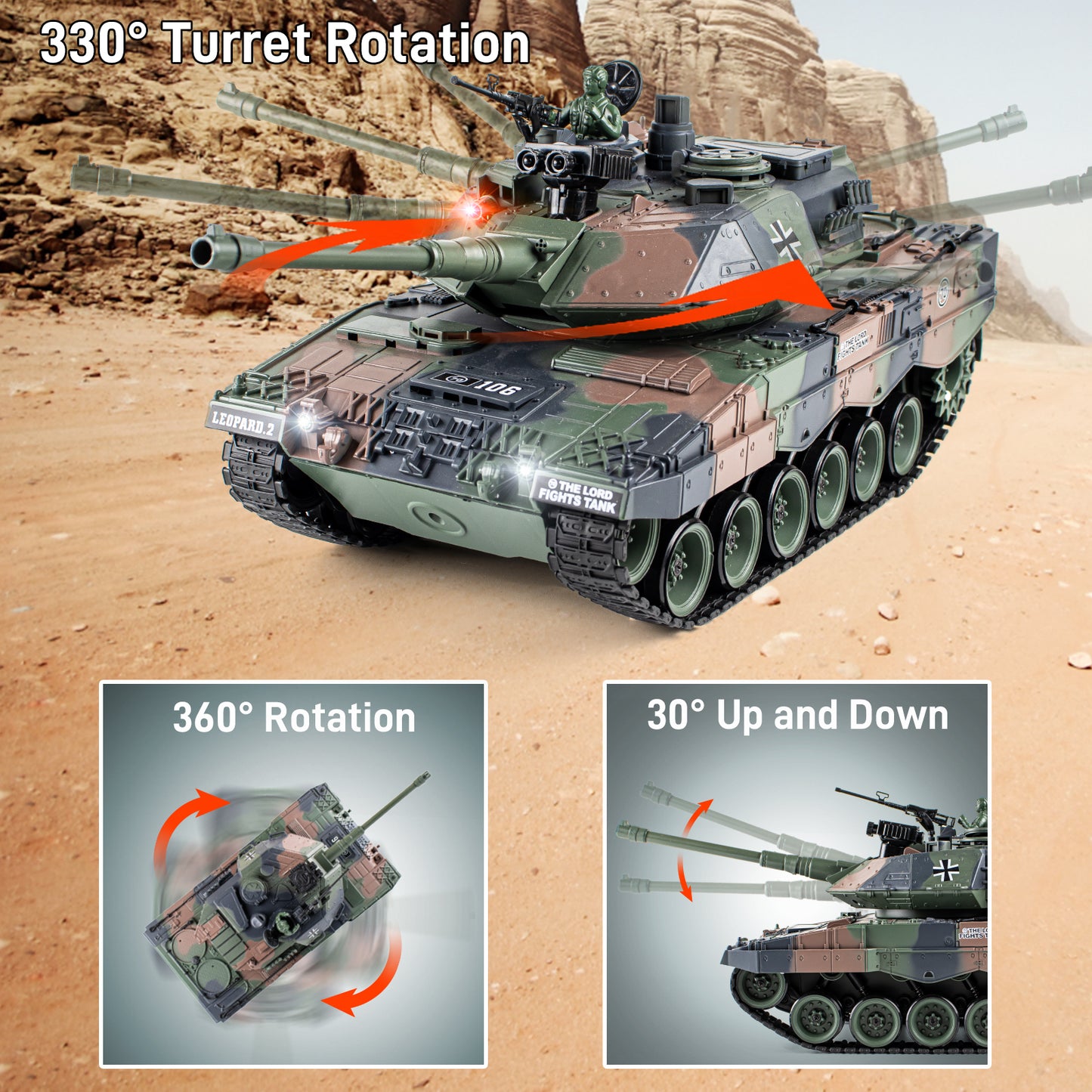 1:18 Green German Leopard II RC Tank 822