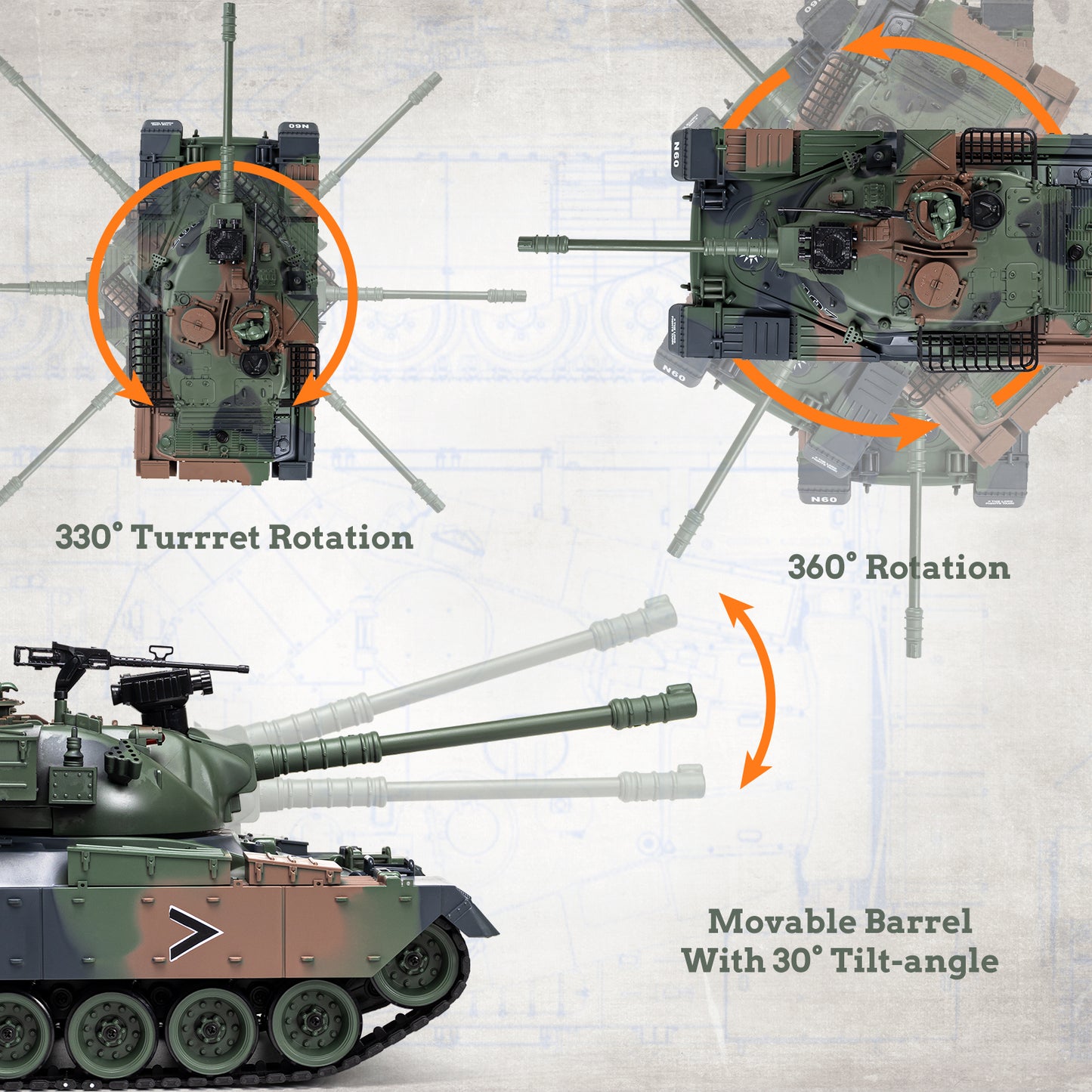1:18 Green US M60 RC Tank 825