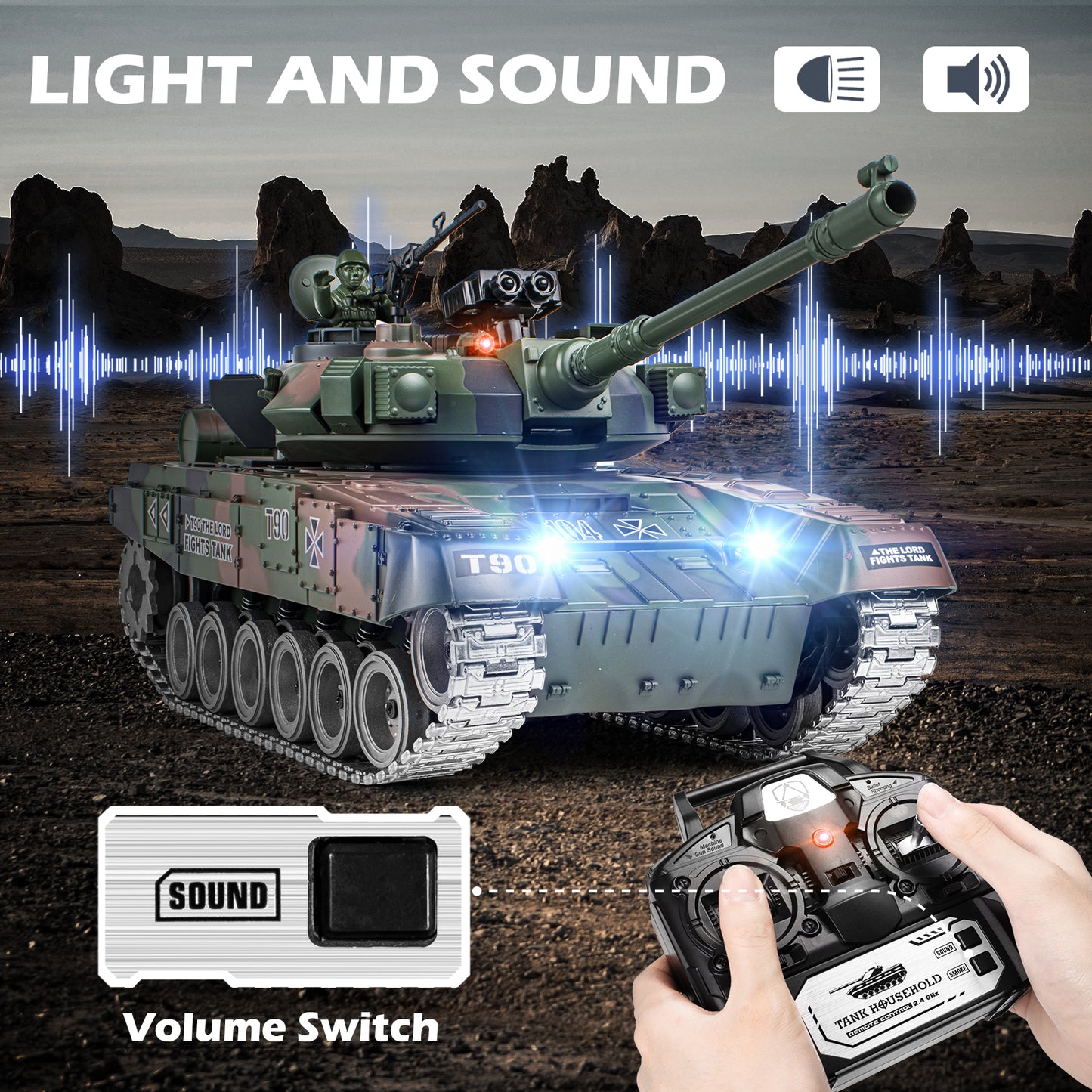 1:18 Green Alloy Metal Russia T90 RC Tank 818Pro