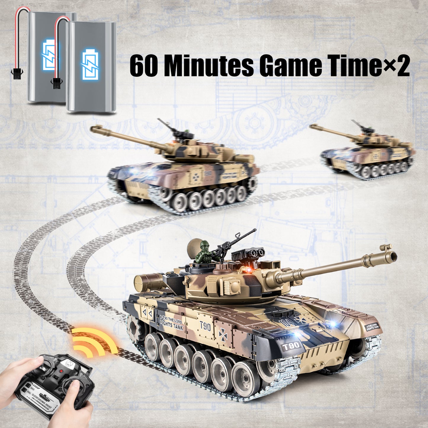 1:18 Yellow Alloy Metal Russia T90 RC Tank 819Pro