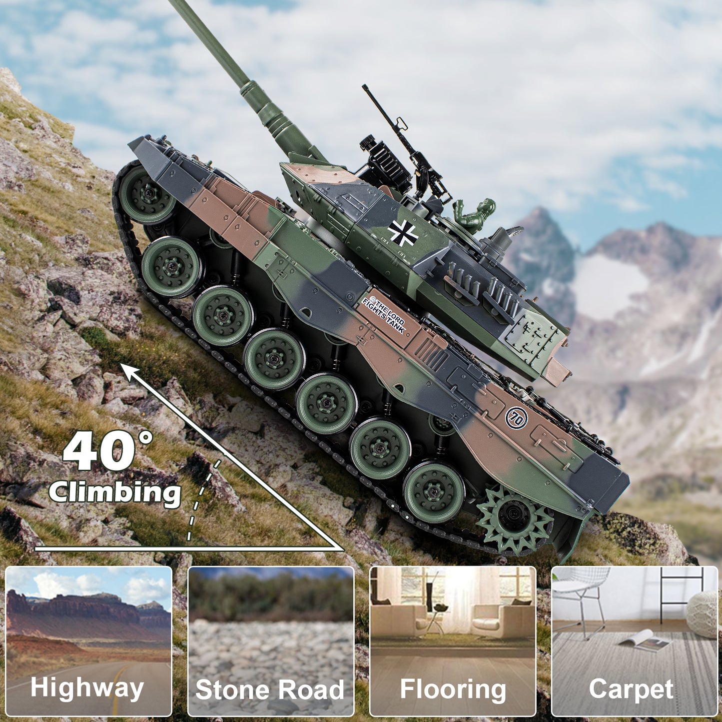 1:18 Green German Leopard II RC Tank 822