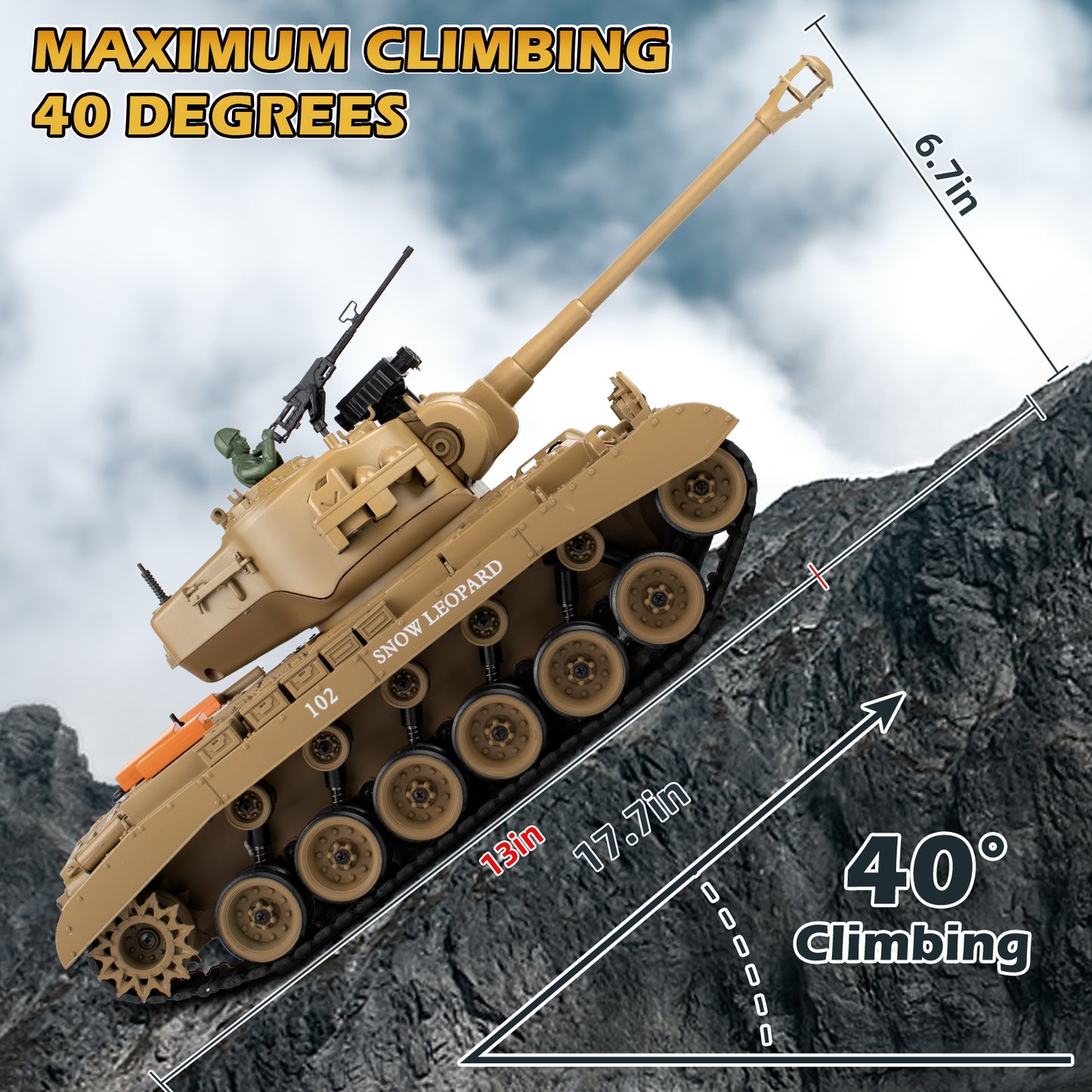 1:18 Yellow US M26 Pershing RC Tank 815
