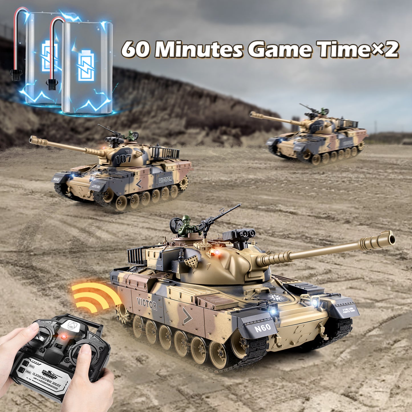 1:18 Yellow US M60 RC Tank 824