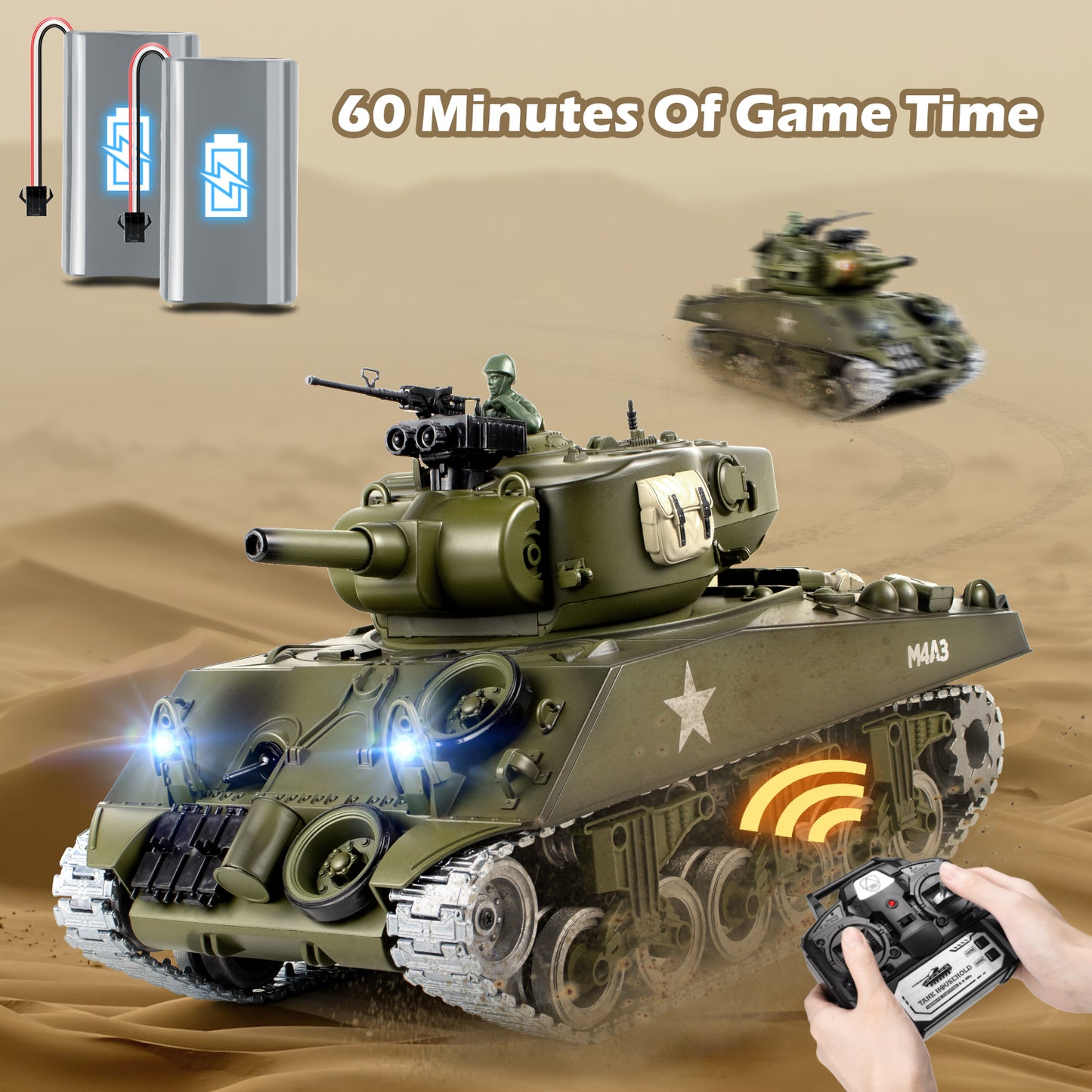 1:18 Alloy Metal US Sherman M4A3 RC Tank 828Pro