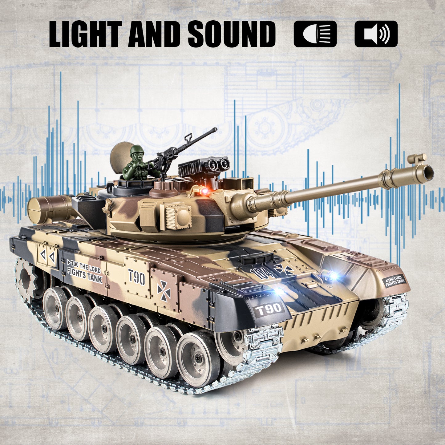 1:18 Yellow Alloy Metal Russia T90 RC Tank 819Pro