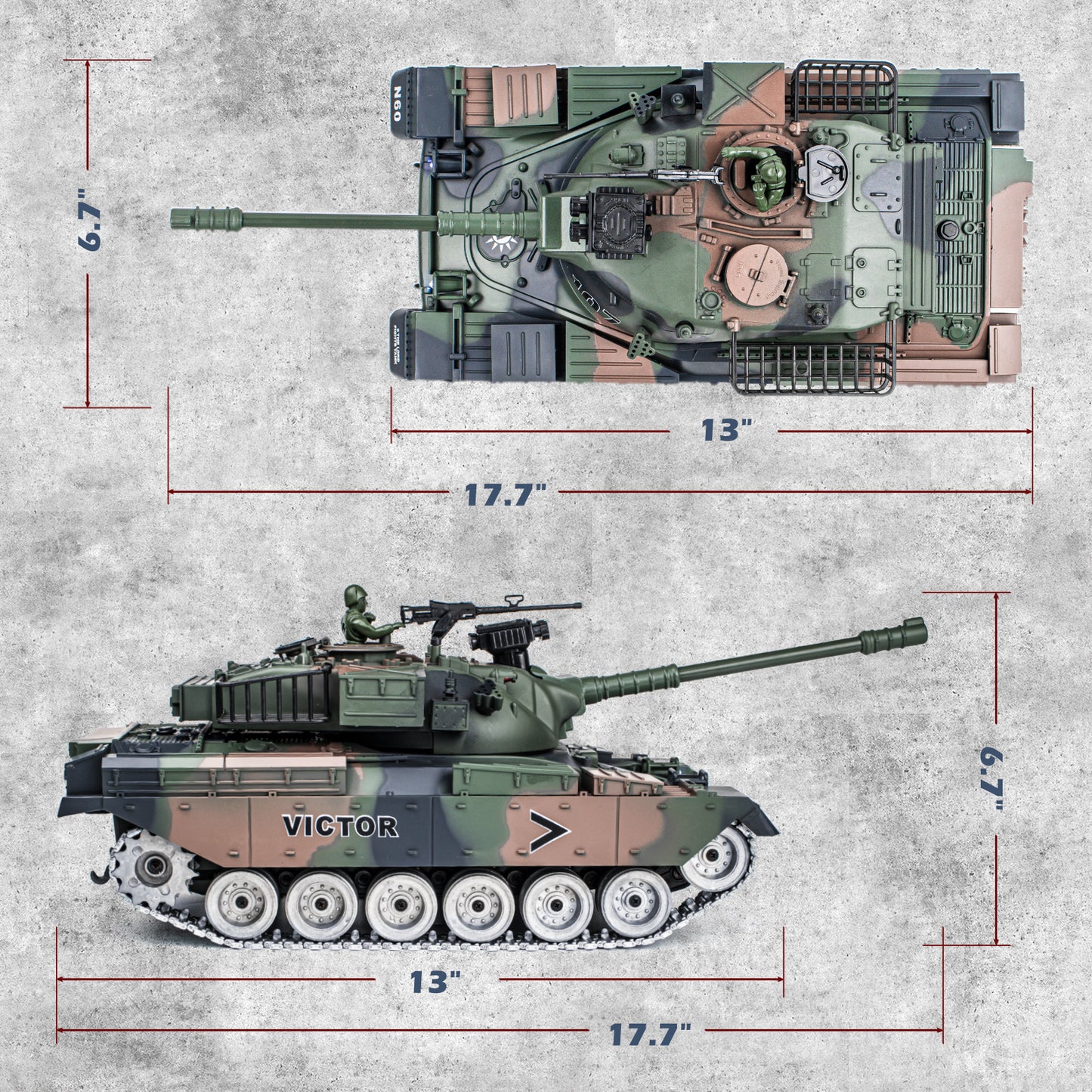 1:18 Green Alloy Metal US M60 RC Tank 825Pro