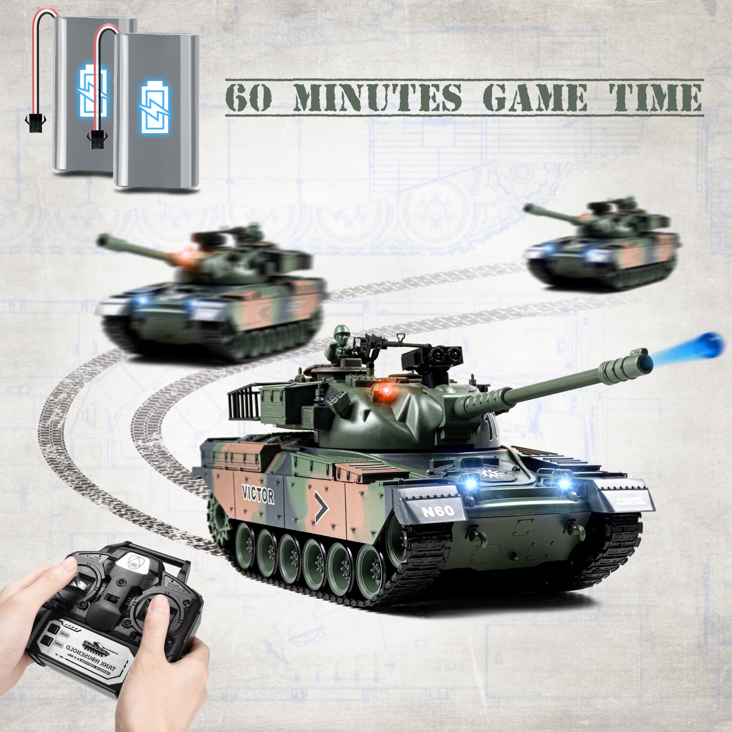 1:18 Green US M60 RC Tank 825