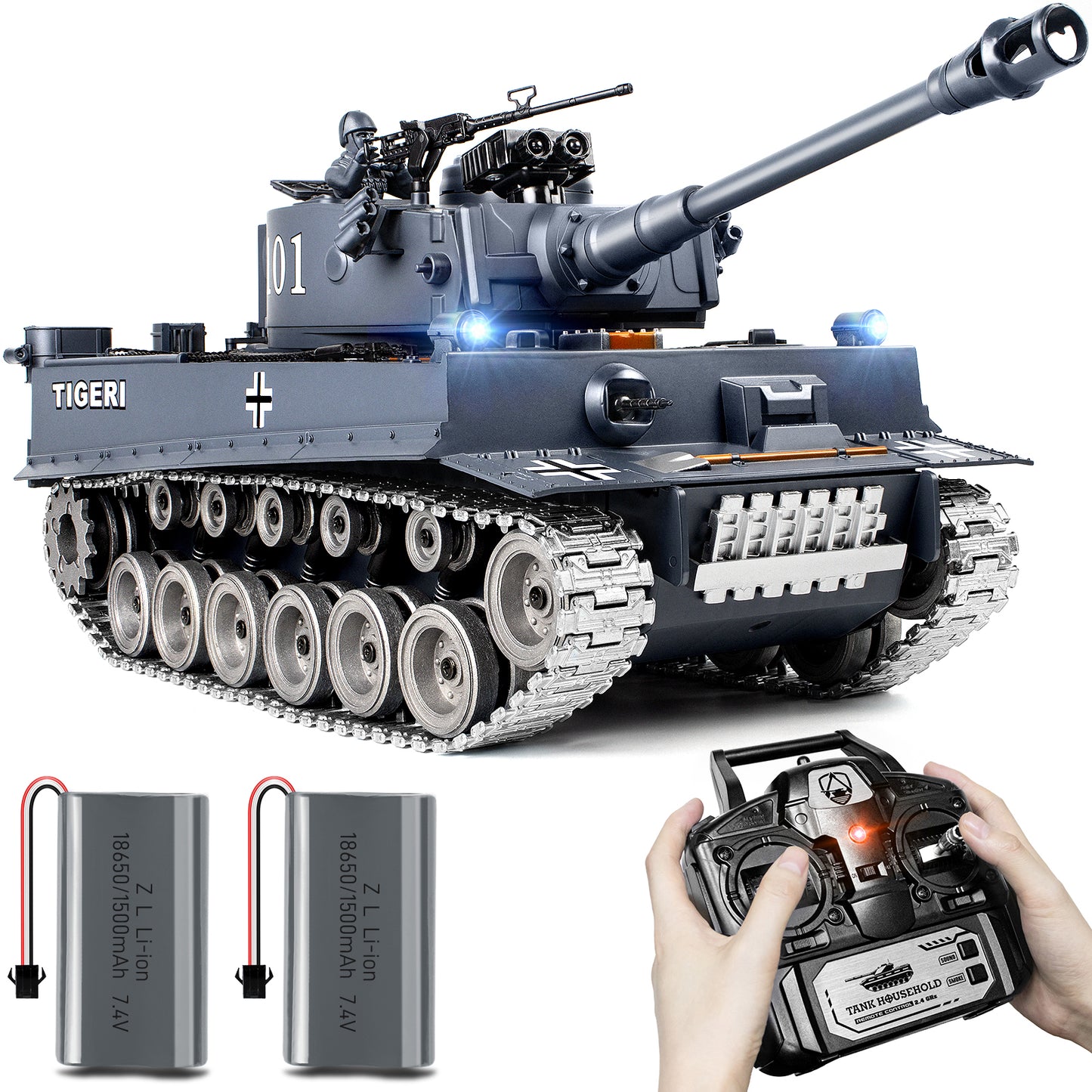 1:18 Alloy Metal German TigerI RC Tank 812Pro