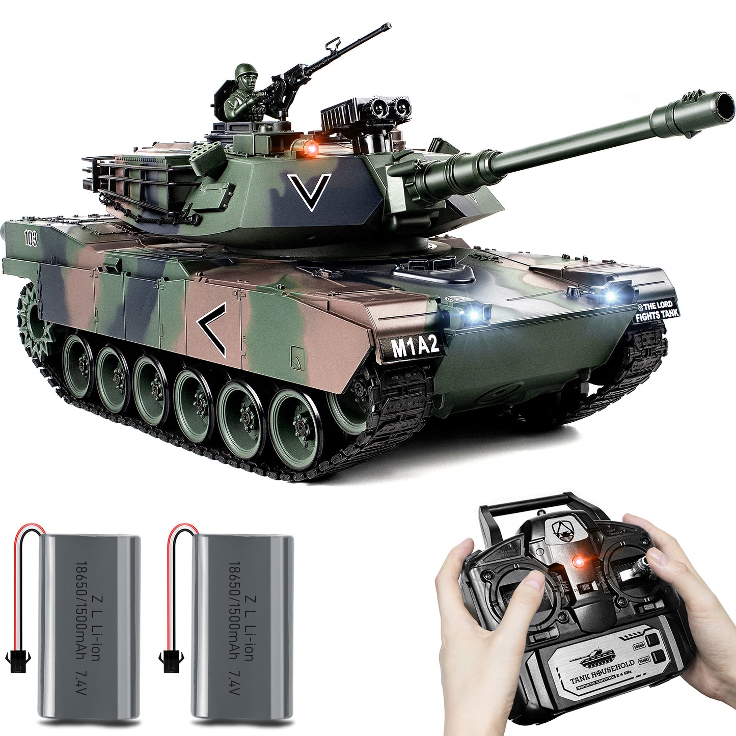 1:18 Green US M1A2 Battle RC Tank 817