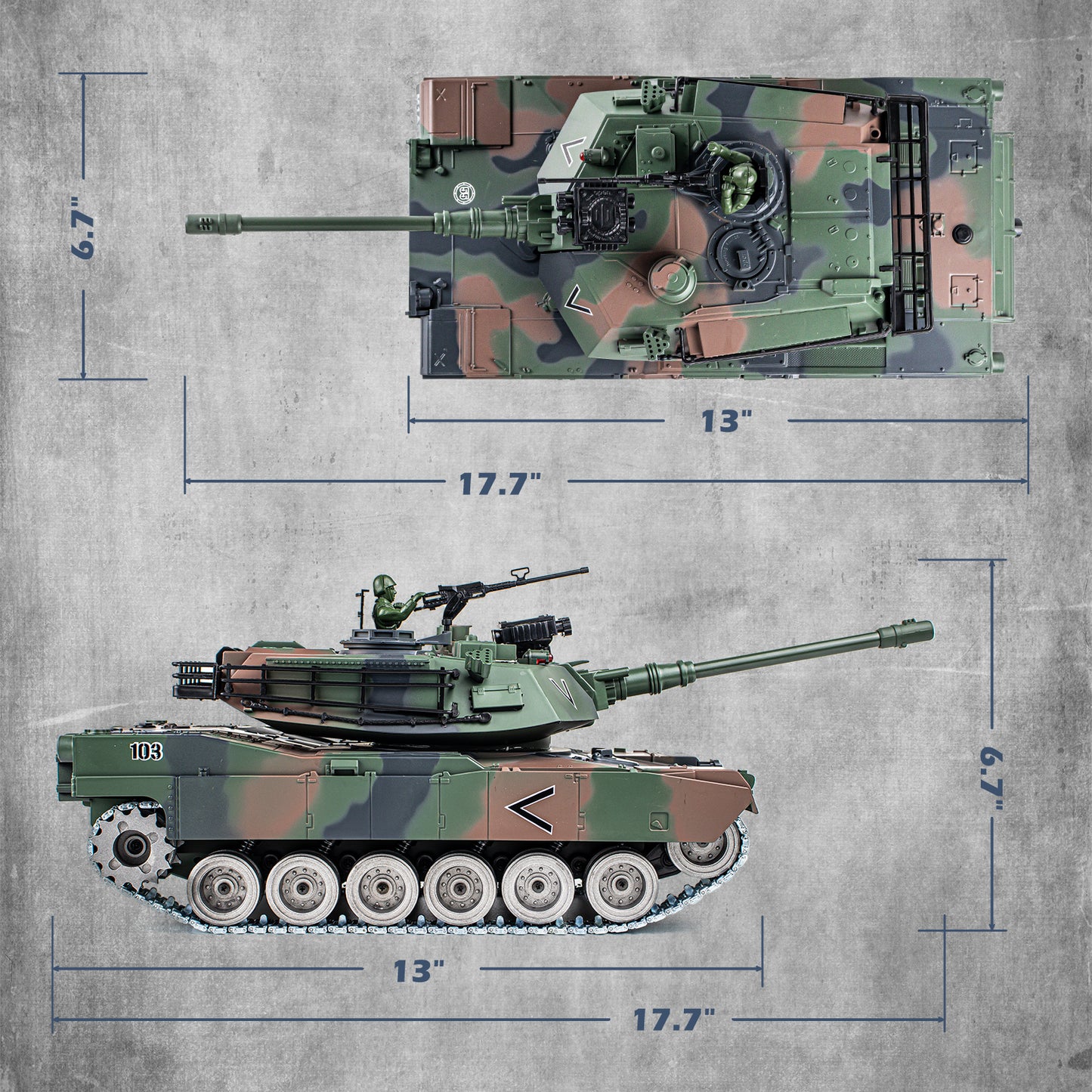1:18 Green Alloy Metal M1A2 RC Tank 817Pro