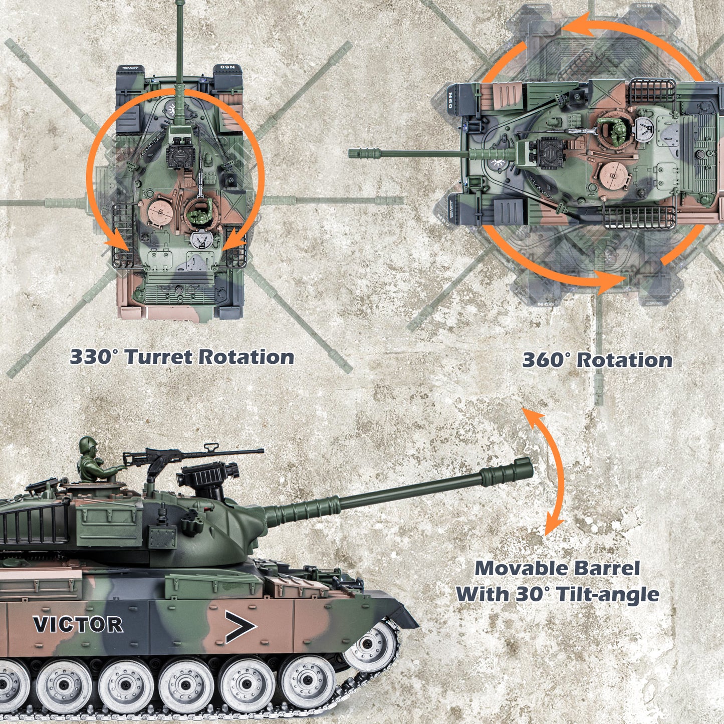 1:18 Green Alloy Metal US M60 RC Tank 825Pro