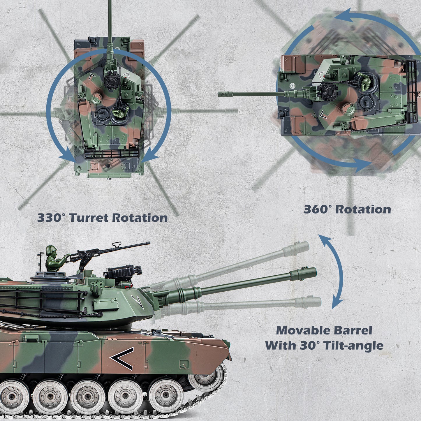 1:18 Green Alloy Metal M1A2 RC Tank 817Pro