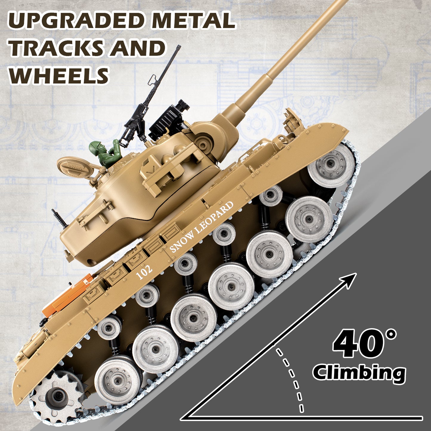 1:18 Yellow US M26 Pershing Alloy Metal RC Tank 815Pro