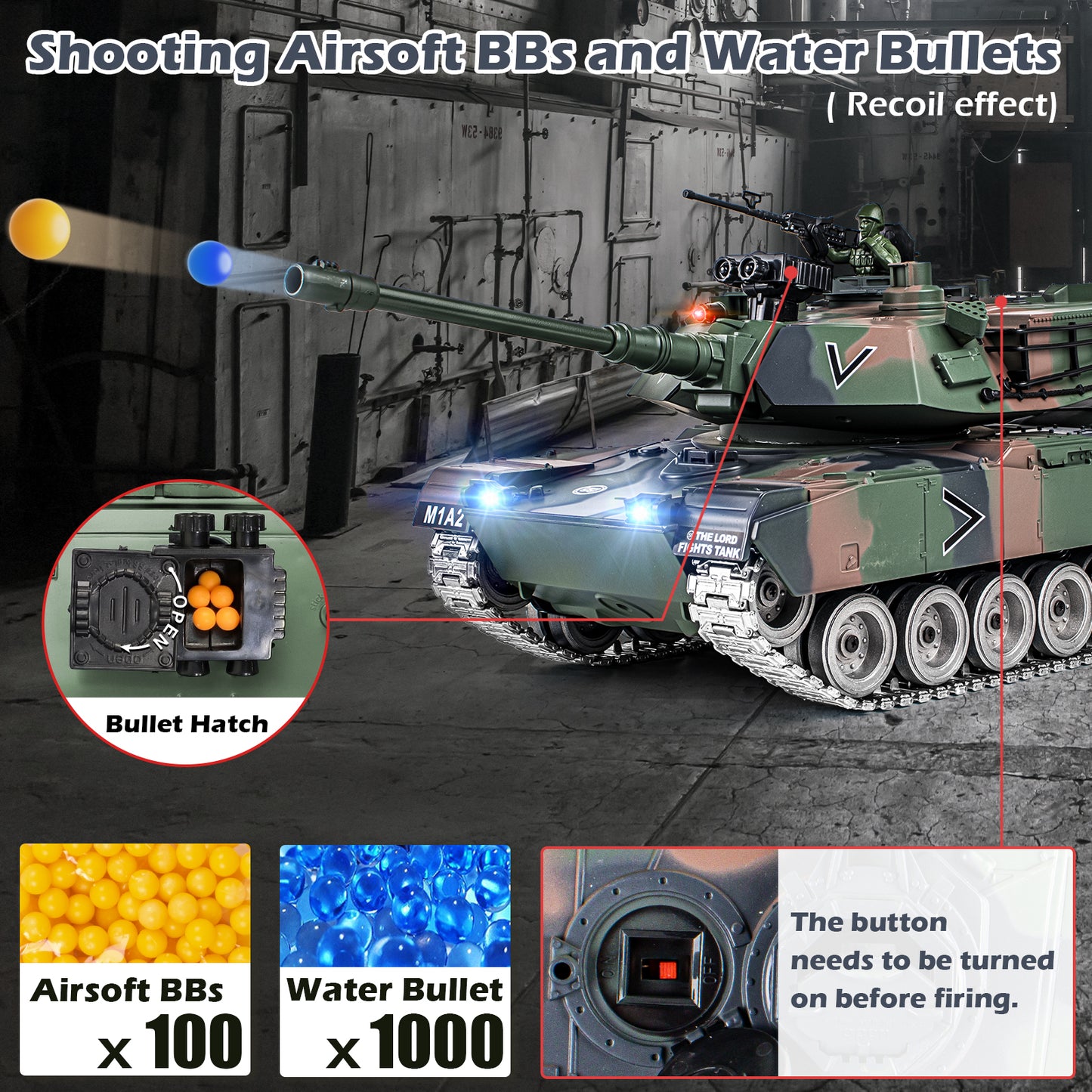 1:18 Green Alloy Metal M1A2 RC Tank 817Pro