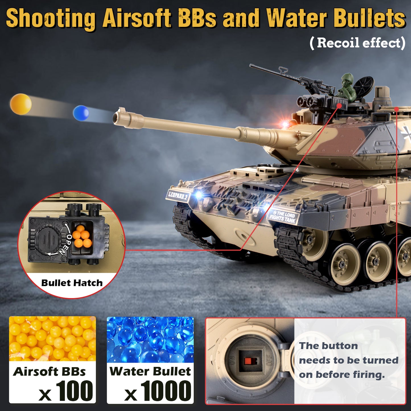 1:18 Yellow US M1A2 Battle RC Tank 816