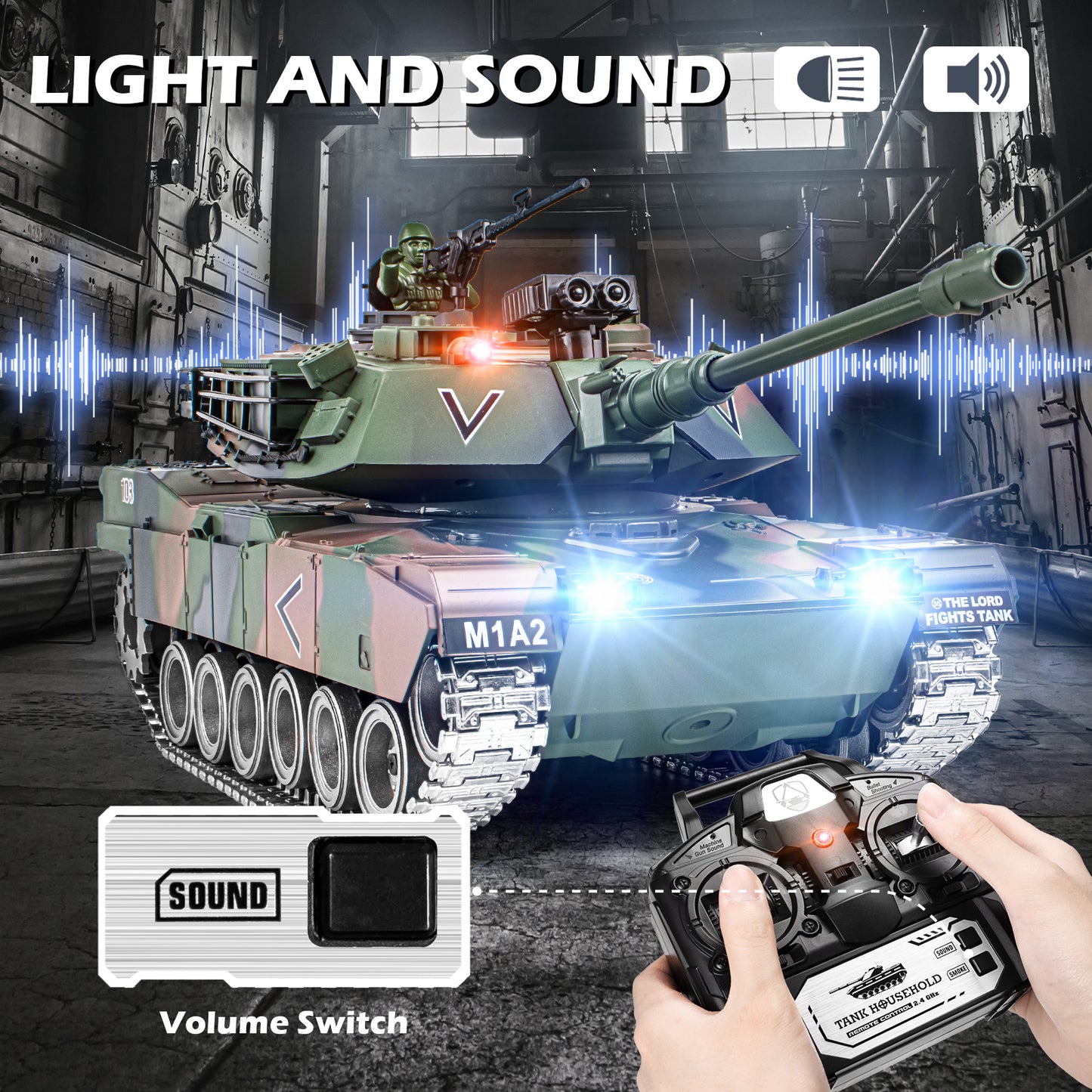 1:18 Green Alloy Metal M1A2 RC Tank 817Pro