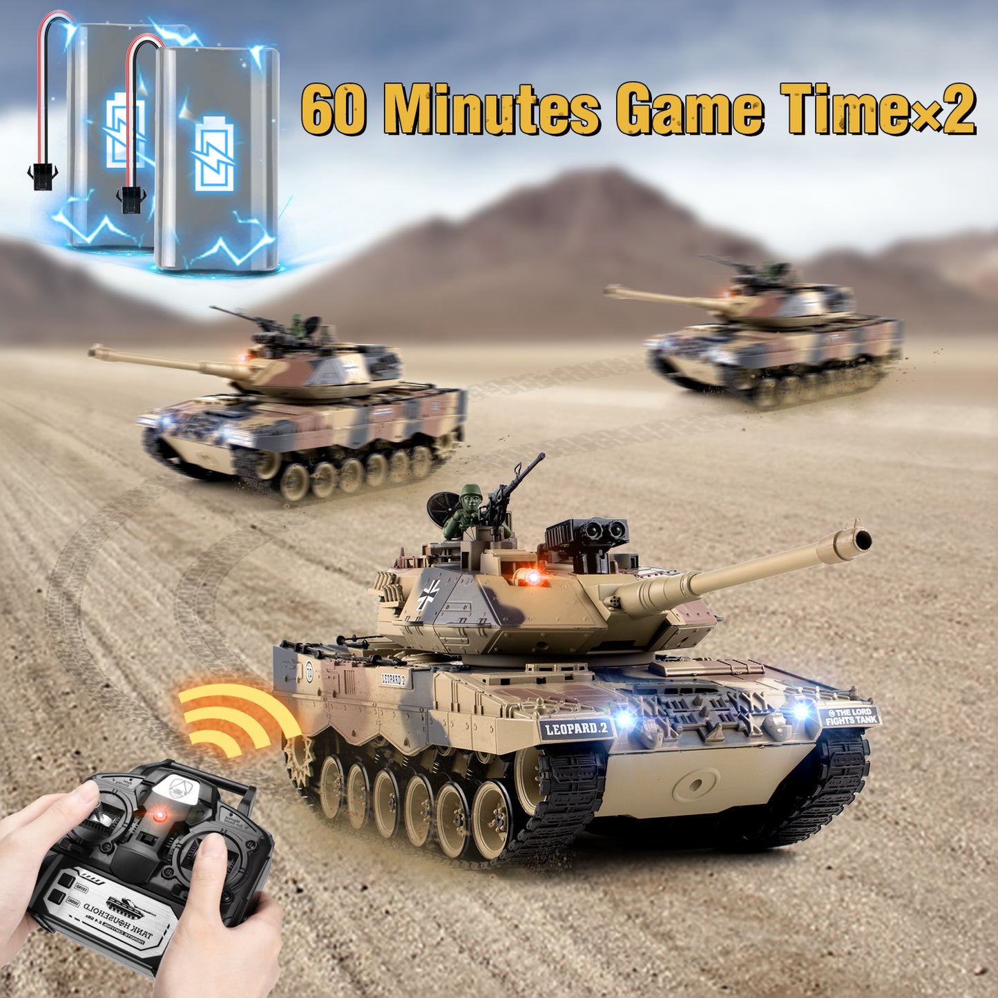 1:18 Yellow US M1A2 Battle RC Tank 816