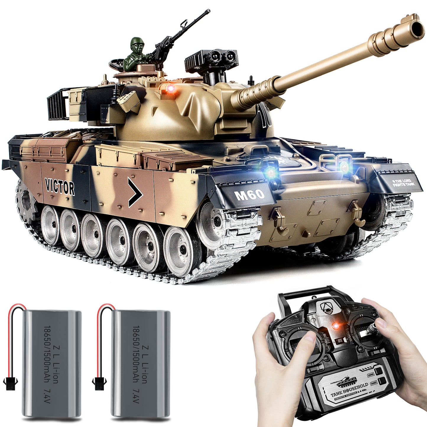 1:18 Yellow Alloy Metal US M60 RC Tank 824Pro