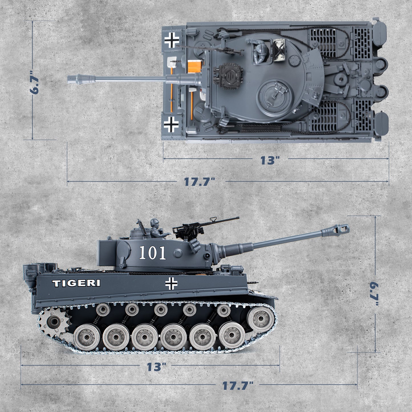 1:18 Alloy Metal German TigerI RC Tank 812Pro