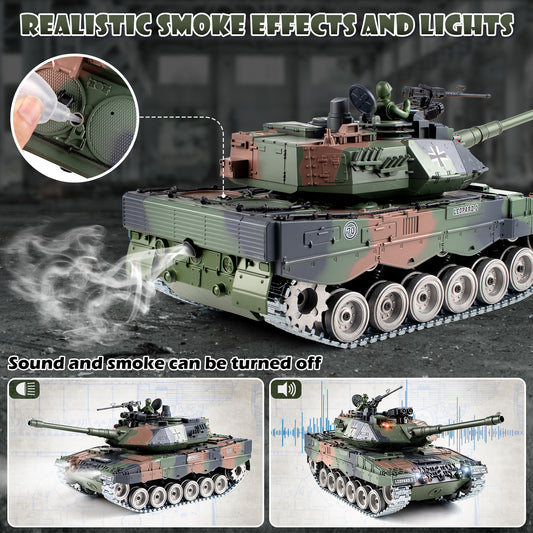 1:18 Green Alloy Metal German Leopard II RC Tank 822Pro