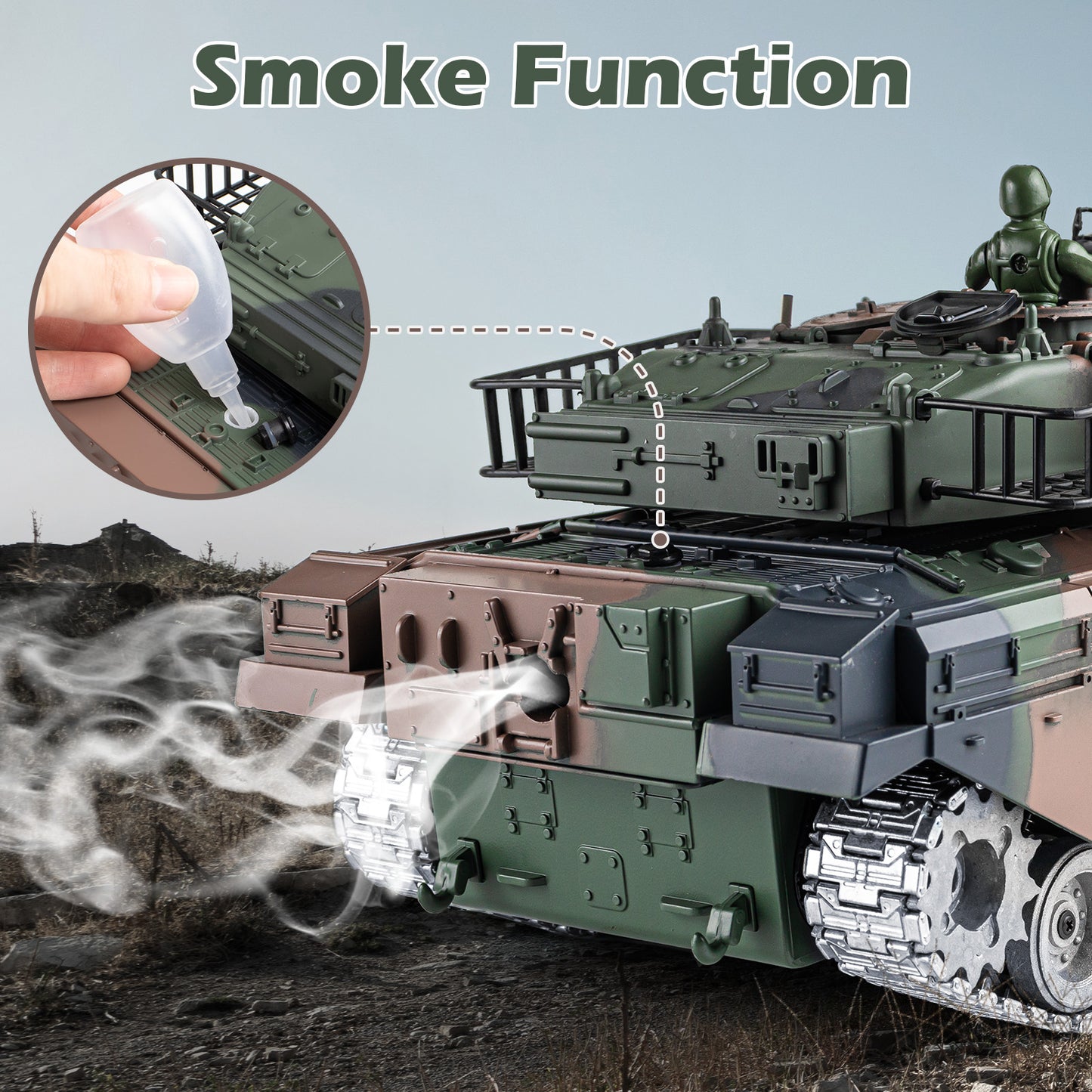1:18 Green Alloy Metal US M60 RC Tank 825Pro