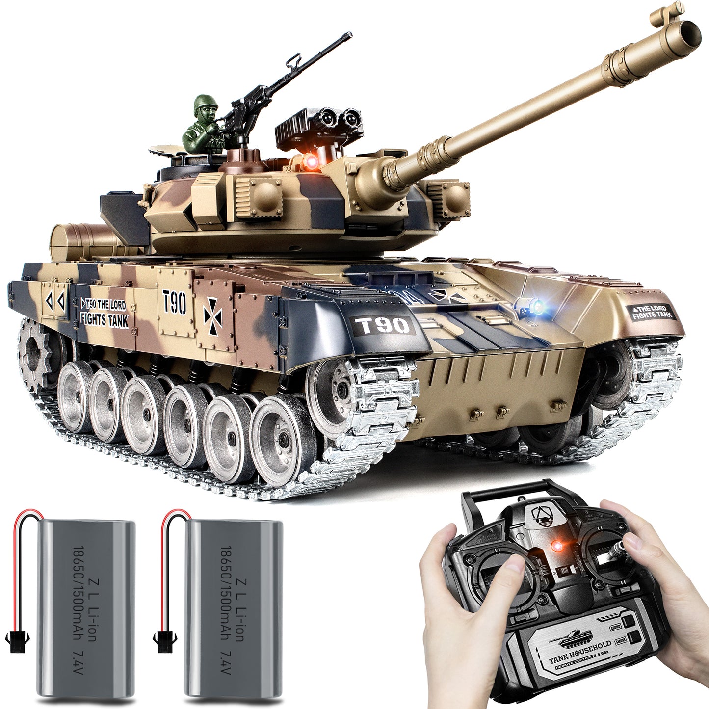 1:18 Yellow Alloy Metal Russia T90 RC Tank 819Pro