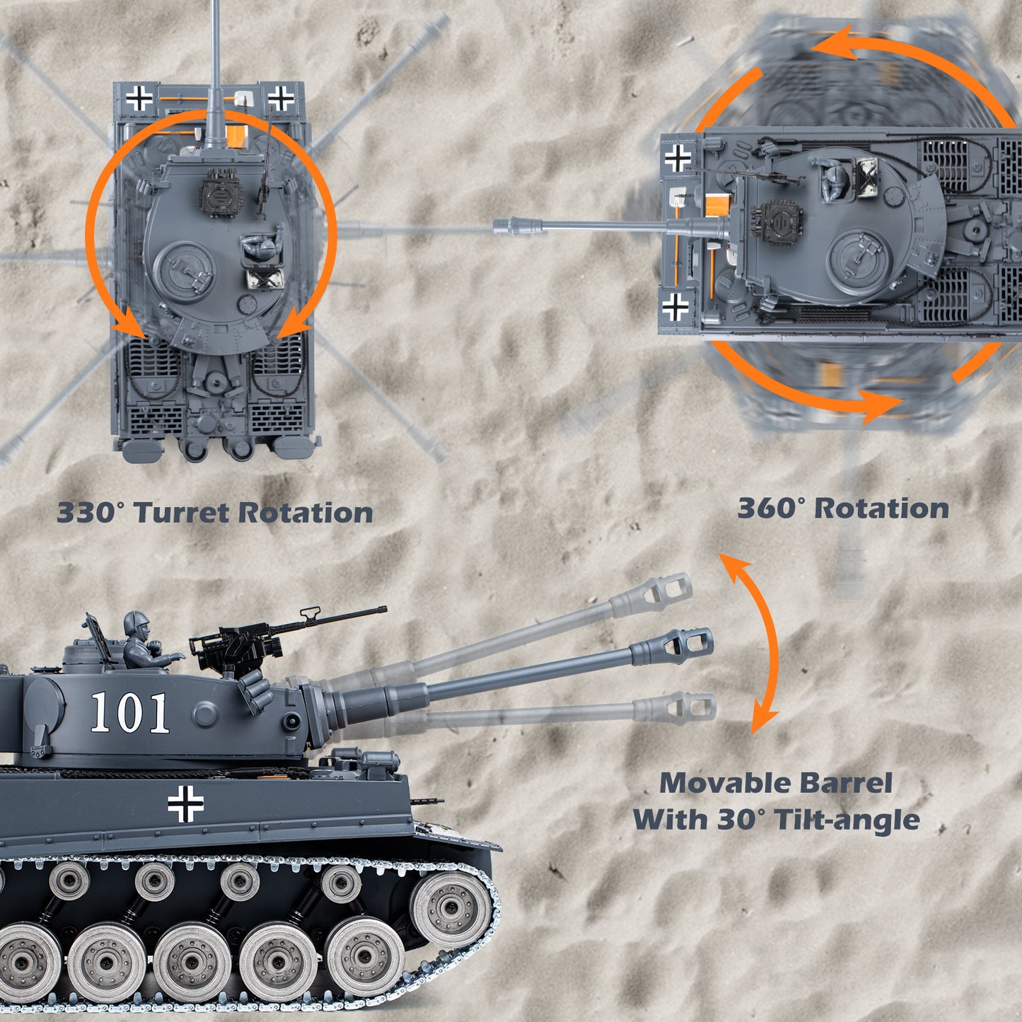 1:18 Alloy Metal German TigerI RC Tank 812Pro