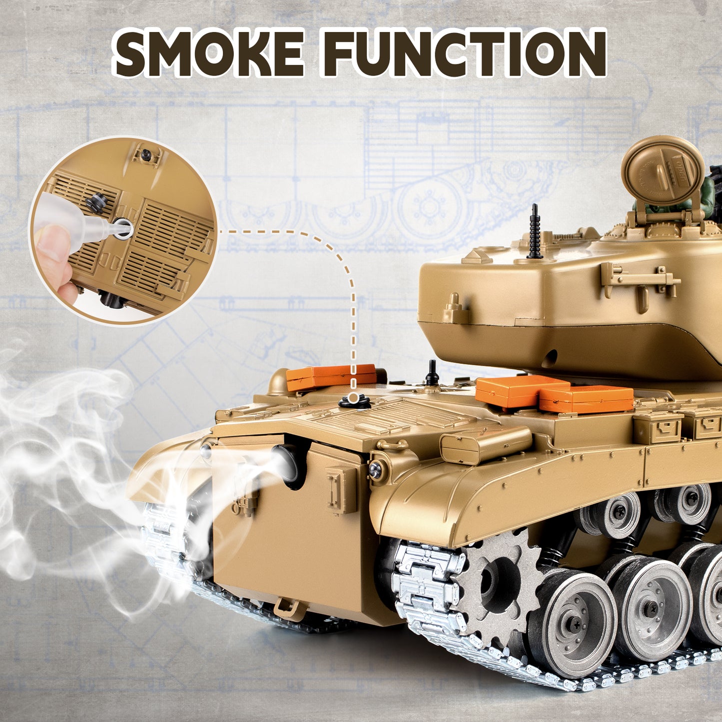 1:18 Yellow US M26 Pershing Alloy Metal RC Tank 815Pro