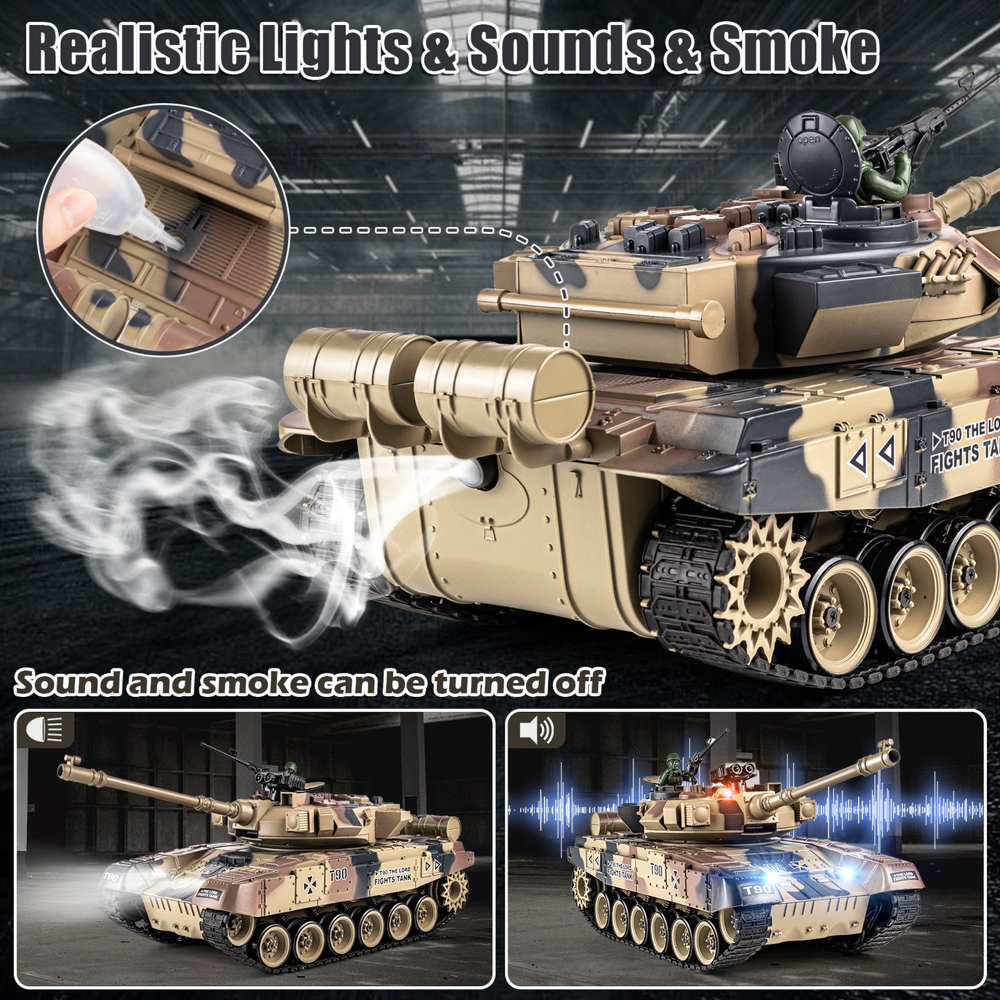 1:18 Yellow Russian T90 RC Tank 819