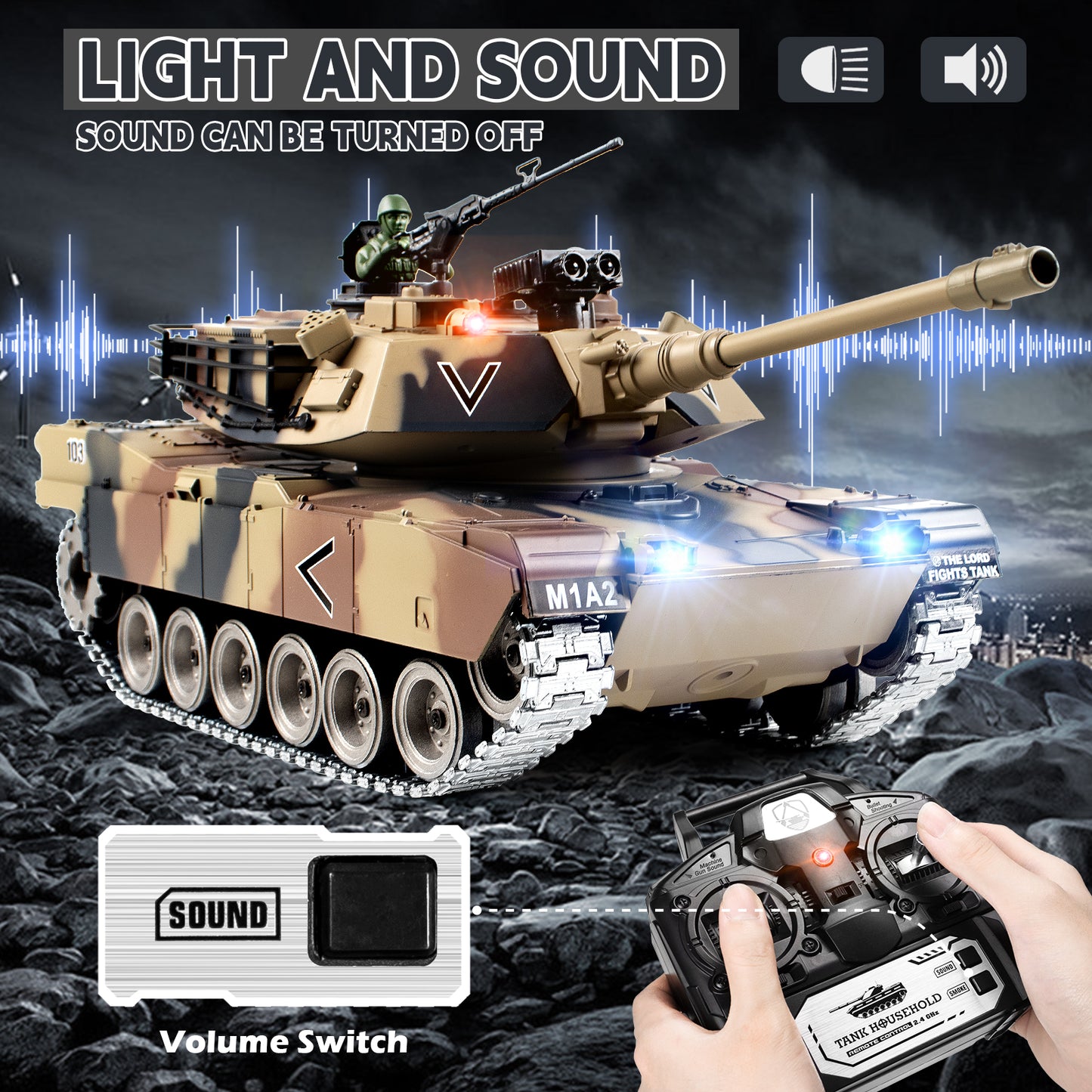 1:18 Yellow Alloy Metal M1A2 RC Tank 816Pro