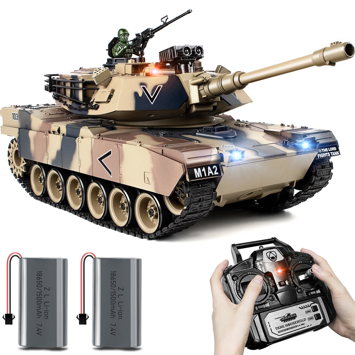 1:18 Green US M1A2 Battle RC Tank 817