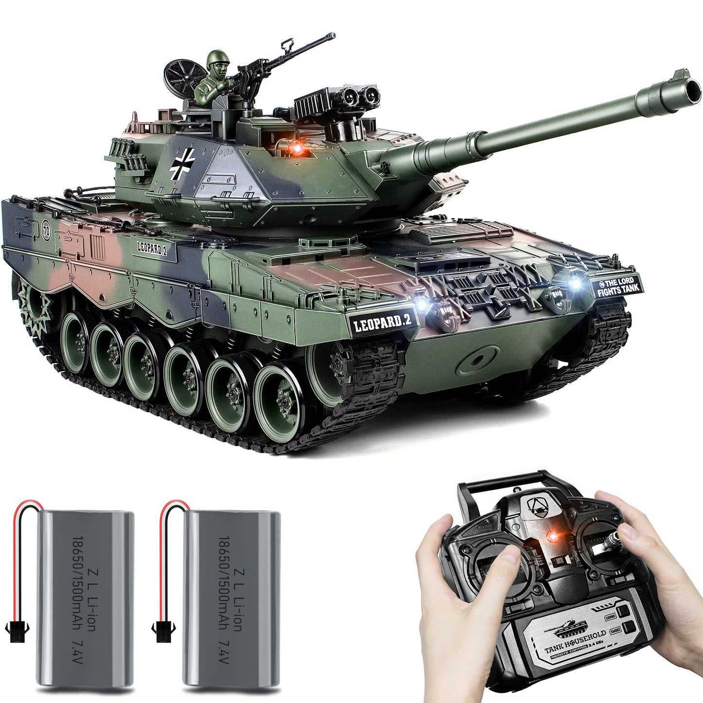 1:18 Green German Leopard II RC Tank 822