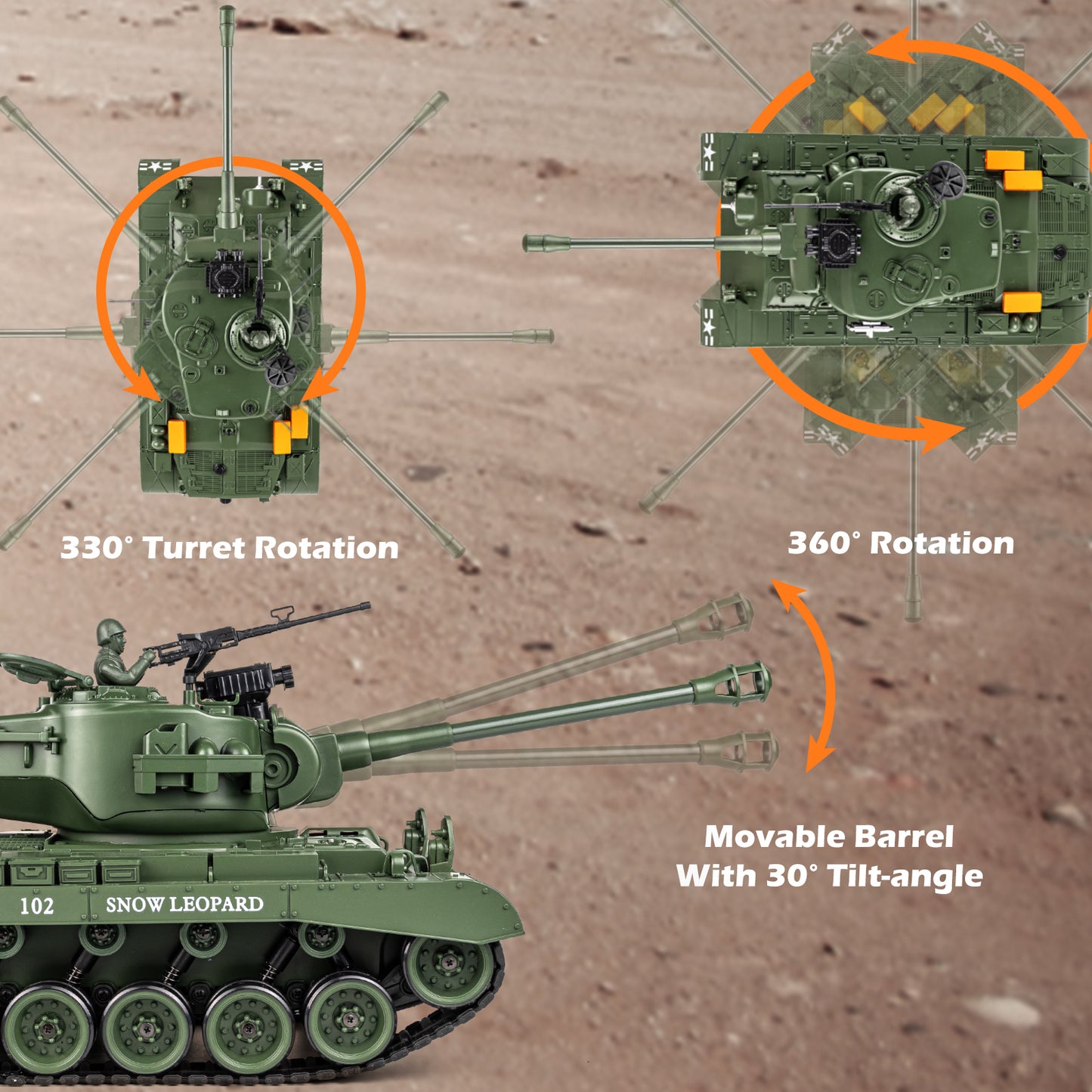 1:18 Green US M26 Pershing RC Tank 814
