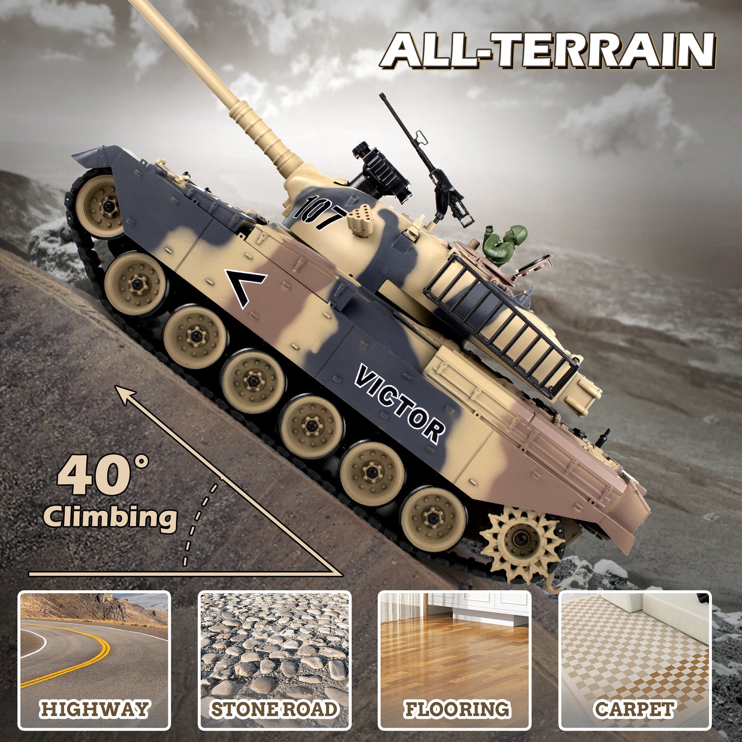 1:18 Yellow US M60 RC Tank 824