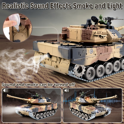 1:18 Yellow Alloy Metal German Leopard II RC Tank 823Pro