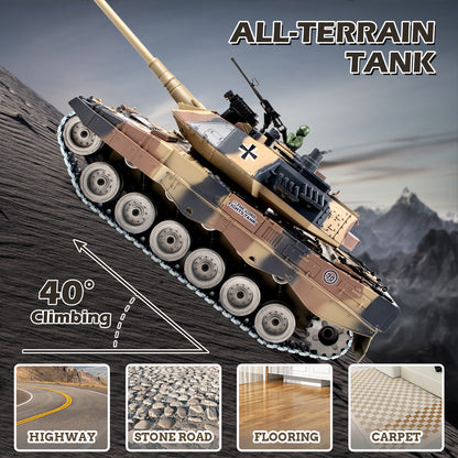 1:18 Yellow Alloy Metal German Leopard II RC Tank 823Pro