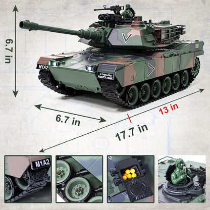 1:18 Green US M1A2 Battle RC Tank 817