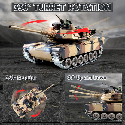 1:18 Yellow Alloy Metal M1A2 RC Tank 816Pro