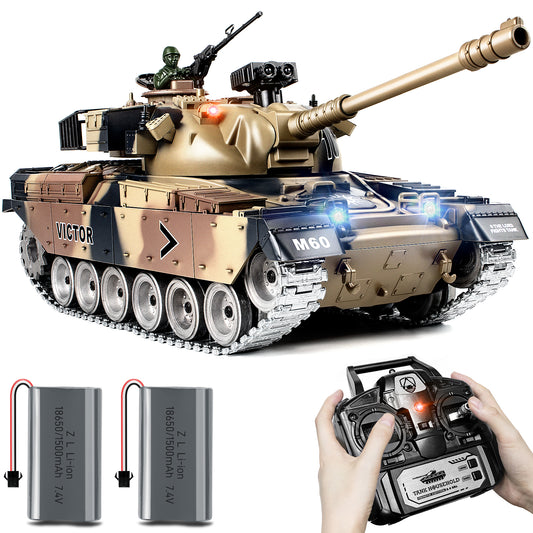 1:18 Yellow Alloy Metal US M60 RC Tank 824Pro