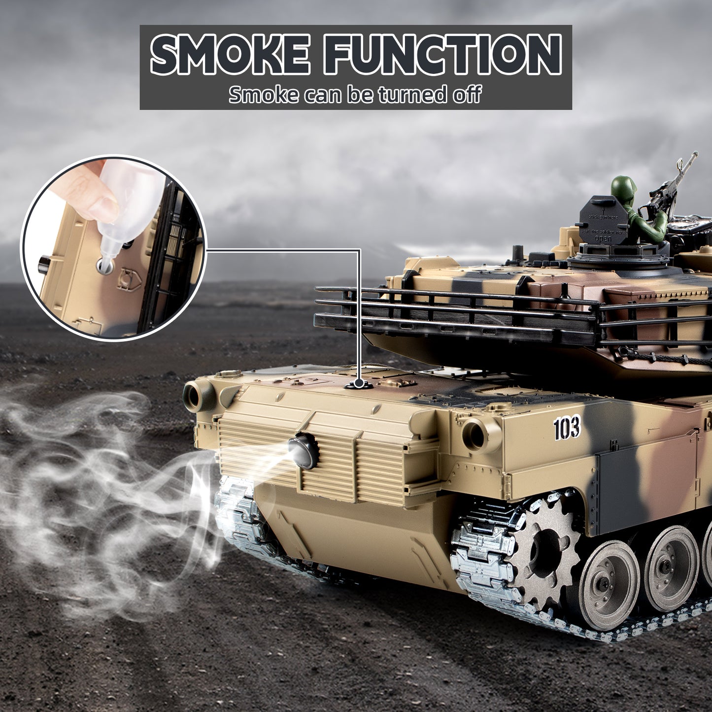 1:18 Yellow Alloy Metal M1A2 RC Tank 816Pro
