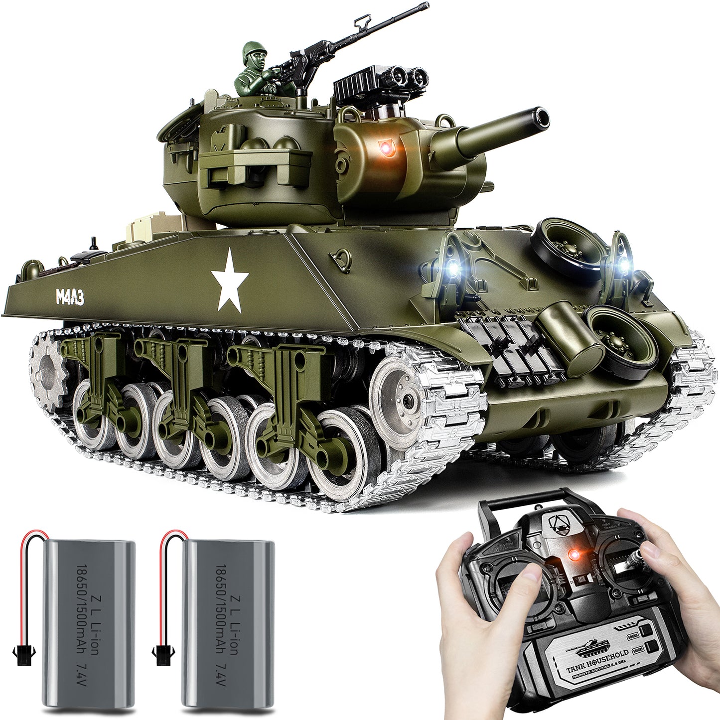 1:18 Alloy Metal US Sherman M4A3 RC Tank 828Pro
