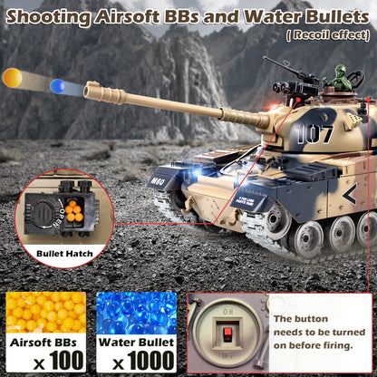 1:18 Yellow Alloy Metal US M60 RC Tank 824Pro