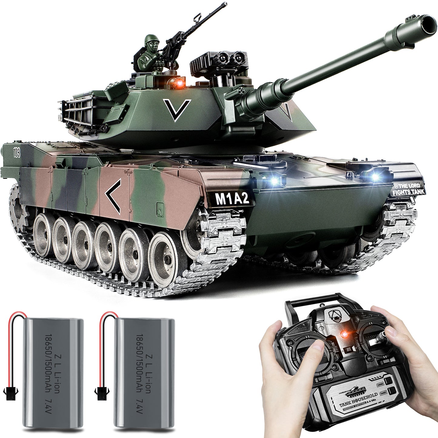 1:18 Green Alloy Metal M1A2 RC Tank 817Pro